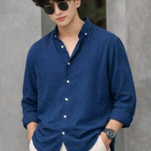blue shirt outfit for men 💙 casual summer style with linen pants minimal fashion look